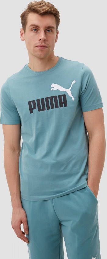 Puma essentials+ 2 col logo shirt turquoise/blauw heren