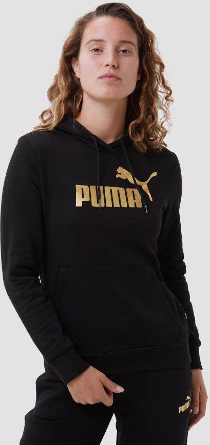 Puma essentials+ metallic logo trui zwart/goud dames