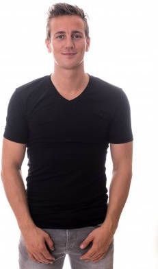 Claesens Stretch T Shirt Black V neck TWO PACK(CL 1223 )