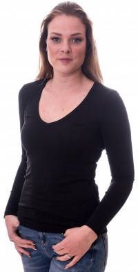 Claesens Women T Shirt V Neck l/s Black(8011 )