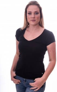 Claesens Women T Shirt V Neck s/s Black(cl 8010 )