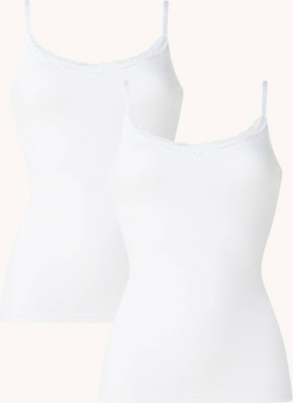 America Today Grace singlet van biologisch katoen met kant in 2 pack