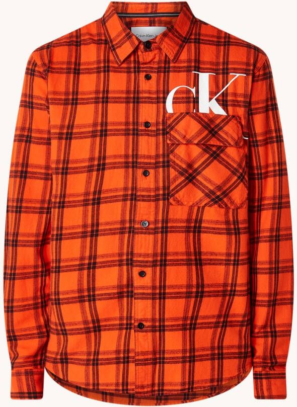 Calvin Klein Regular fit overshirt met ruitdessin en logo