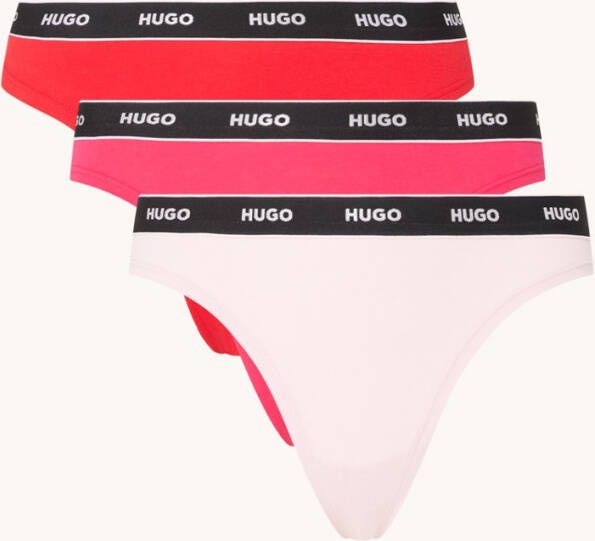 Hugo Boss String met logoband in 3 pack
