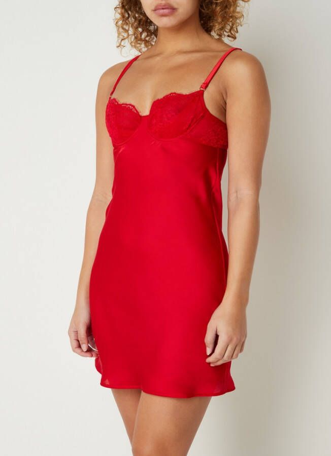 Hunkem&#xF6, ller Elissa slipdress van satijn met beugel en kant