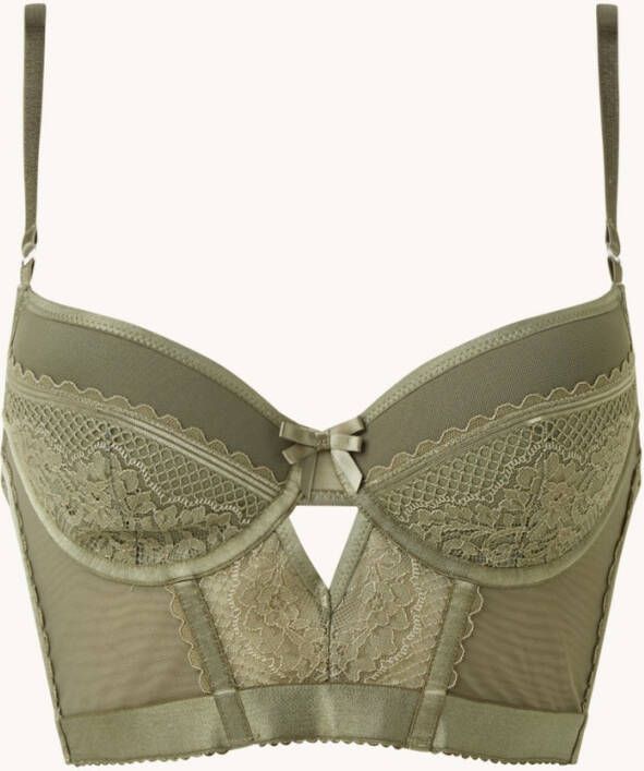 Hunkem&#xF6, ller Malika voorgevormde longline beugel bh met mesh en kant