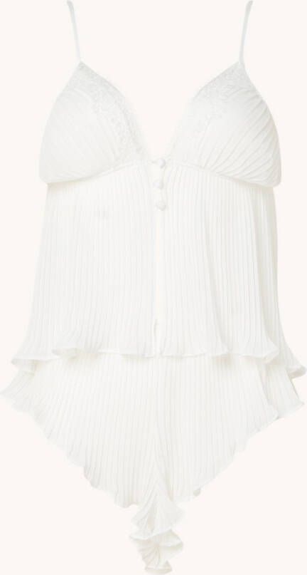 Hunkem&#xF6, ller Pyjamaset van pliss&#xE9, met kant