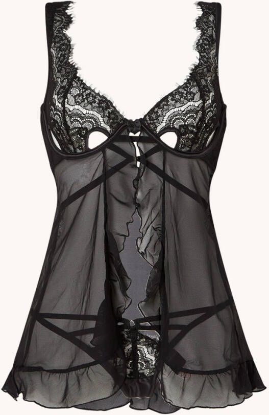 Hunkem&#xF6, ller Seraphina babydoll set van mesh met string