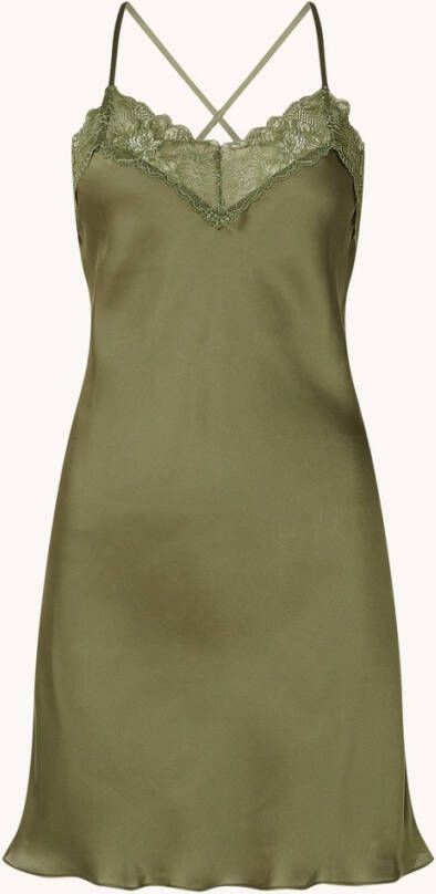 Hunkem&#xF6, ller Slipdress van satijn met kant