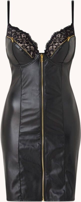 Hunkem&#xF6, ller Talia push up bustier van imitatieleer met ritsdetails