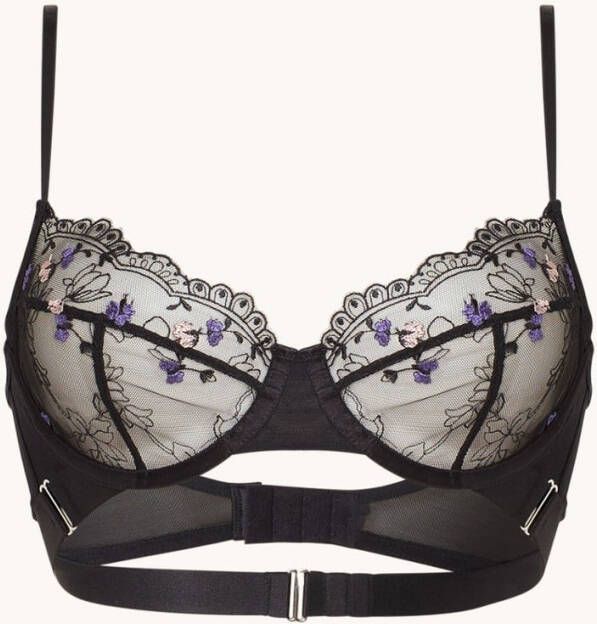 Hunkem&#xF6, ller Violet beugel bh van mesh met borduring