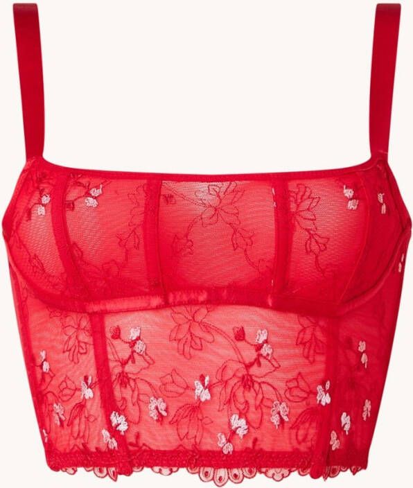 Hunkem&#xF6, ller Violet longline bralette van mesh met borduring