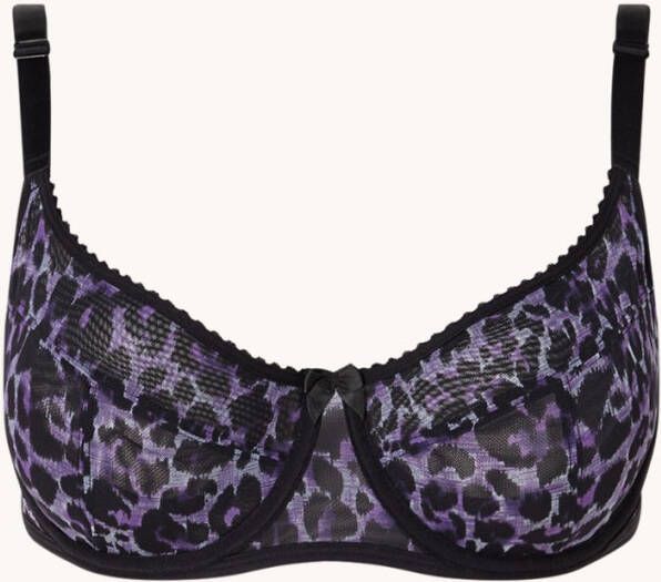Marlies Dekkers peekaboo niet voorgevormde balconette bh | wired unpadded black purple leopard