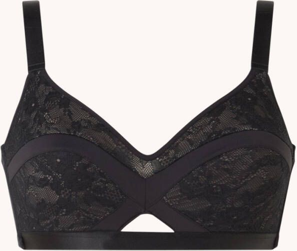 Marlies Dekkers Wing Power Bralette | Unwired Unpadded Black Lace And Grey