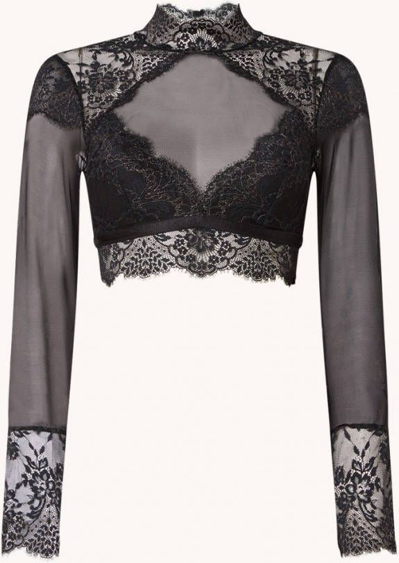 Hunkem&#xF6, ller Cynthia bralette van mesh met kant en uitneembare vulling