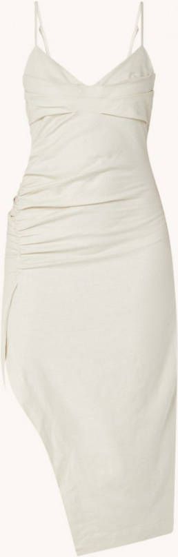 JOSH V Daisy midi jurk in linnenblend met split