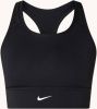 Nike Dri FIT Swoosh Lange Sport bh met medium ondersteuning en pad uit &#xE9, &#xE9, n stuk Black/White Dames online kopen