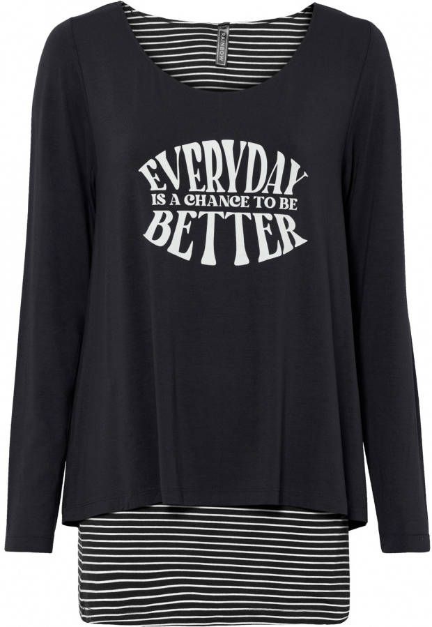 bonprix 2 in 1 shirt met print voorop van viscose