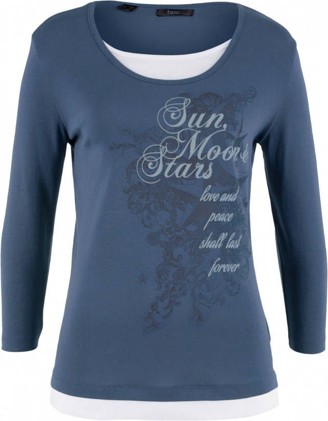 bonprix 2 in 1 shirt van katoen, 3/4 mouw