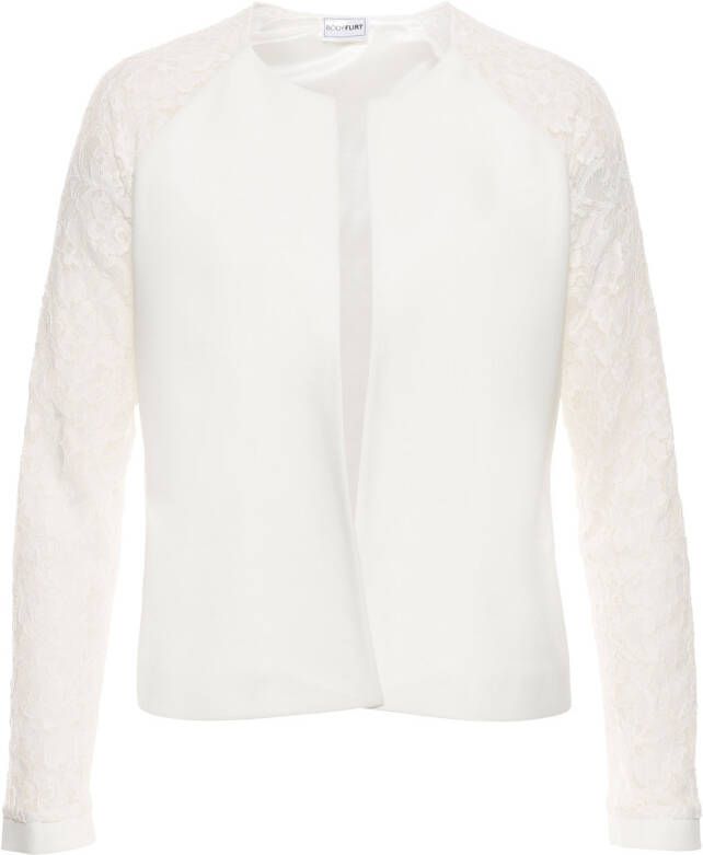 BODYFLIRT Blazer met kanten mouwen, wolwit, 95% polyester, 5% elastan