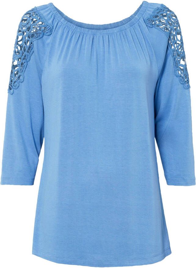 bonprix Carmen shirt met kant van viscose