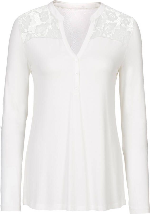 bonprix Henley shirt met kant