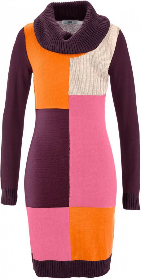 bonprix Knielange, gebreide jurk, lange mouw