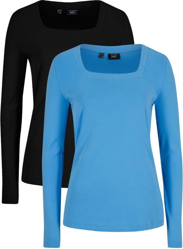 bonprix Longsleeve met carréhals(set van 2 )