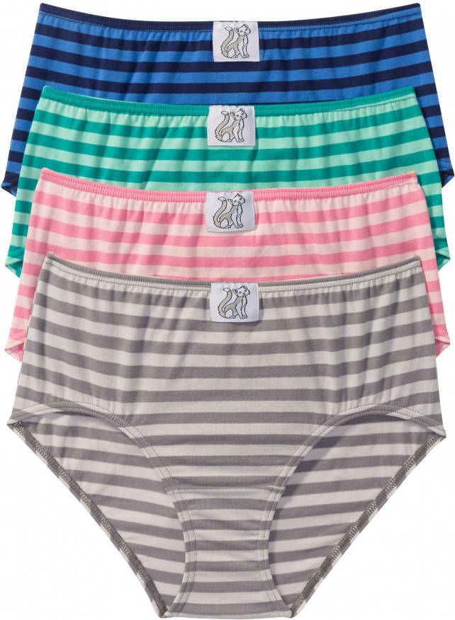 bpc selection Maxislip (set van 4), blauw/groen/roze/grijs gestreept