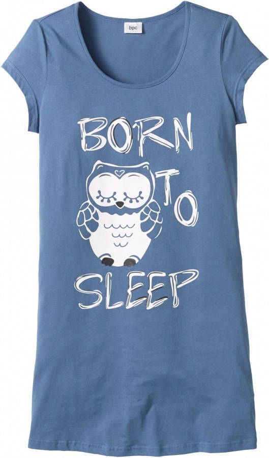 bpc bonprix collection Nachthemd, blauw/uilenprint, 100% katoen