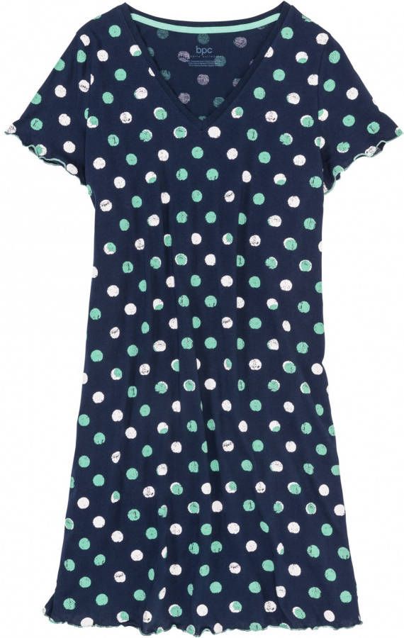 bpc bonprix collection Nachthemd, donkerblauw gestippeld, 100% katoen