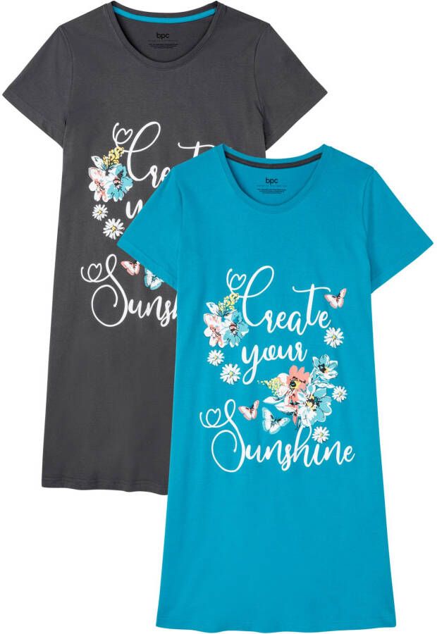 bonprix Nachthemd(set van 2)van biologisch katoen