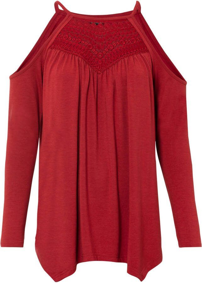 bonprix Off shoulder shirt met haakwerk