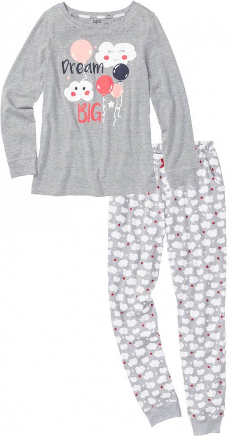 bpc bonprix collection Pyjama (2-dlg.), lichtgrijs gemêleerd met print