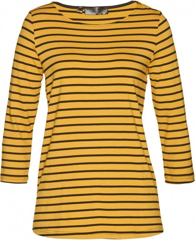 bpc selection Shirt, curry/zwart gestreept, 95% viscose, 5% elastan