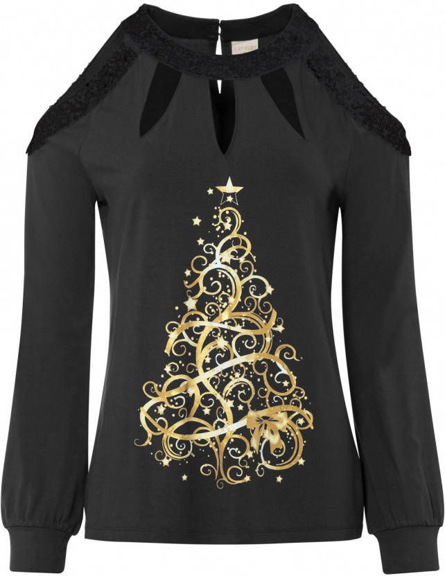 bonprix Shirt met kerstmotief