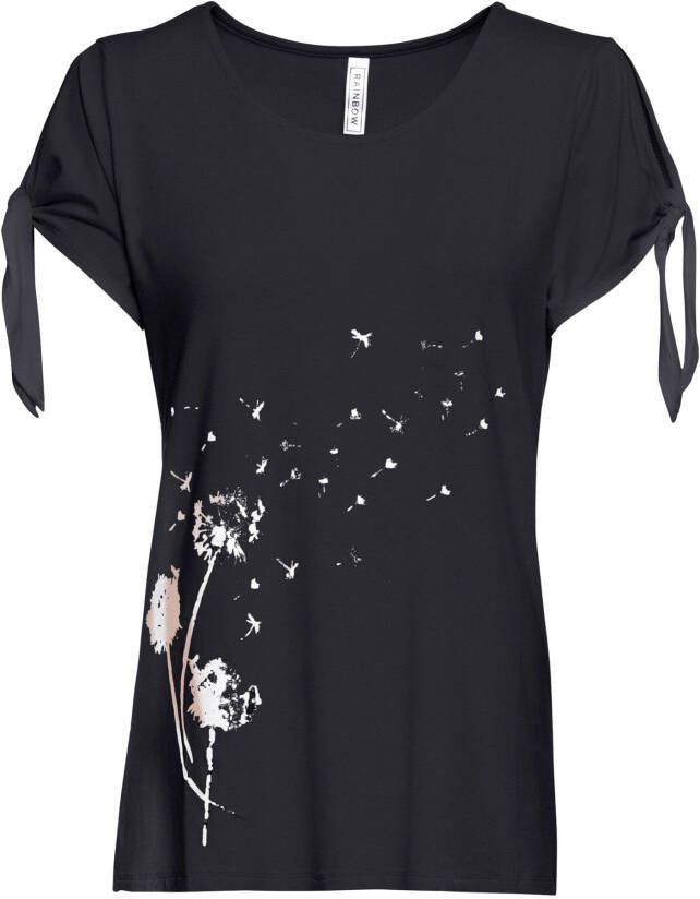 RAINBOW Shirt met striklintjes, zwart met print