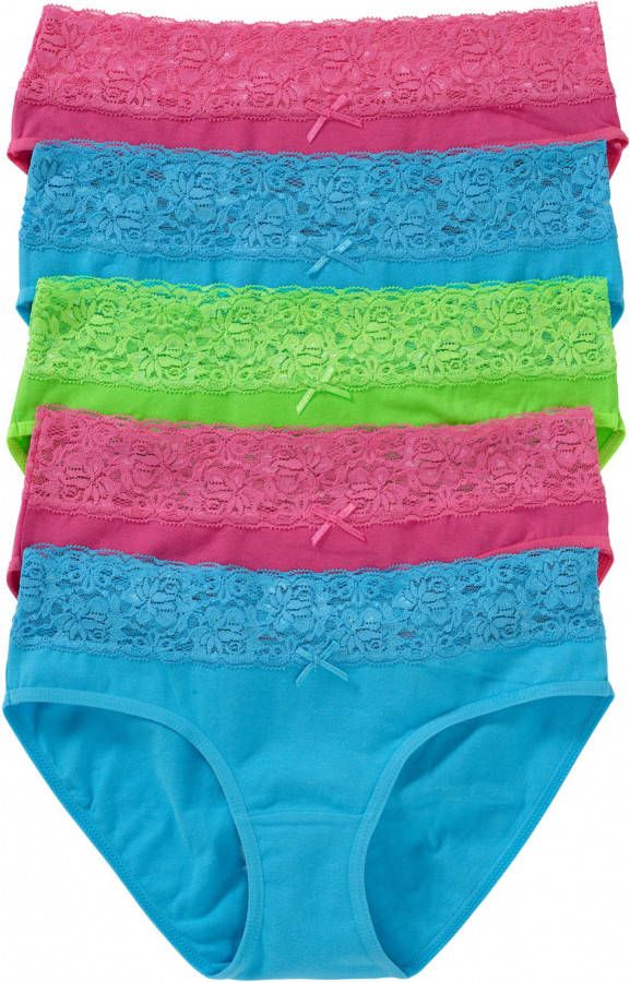 bpc bonprix collection Slip (set van 5), turkoois+pink+groen