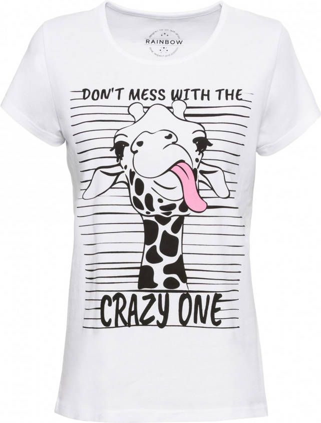RAINBOW T-shirt met print, wit met print giraf, 100% katoen