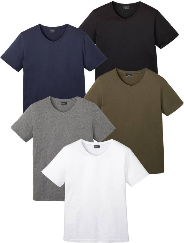 bonprix T shirt met V hals(set van 5 )