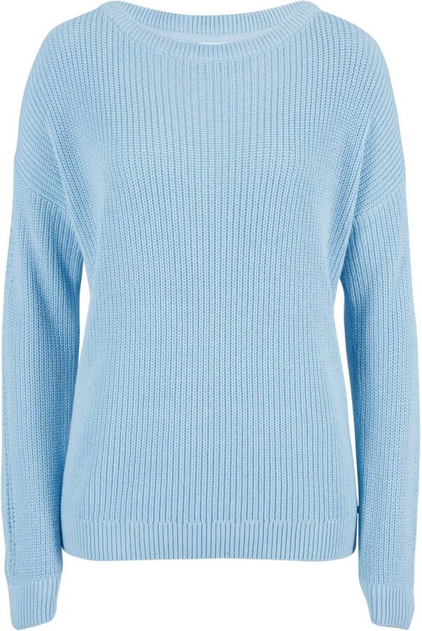 bonprix Trui met boothals en opengewerkt patroon op de mouwen