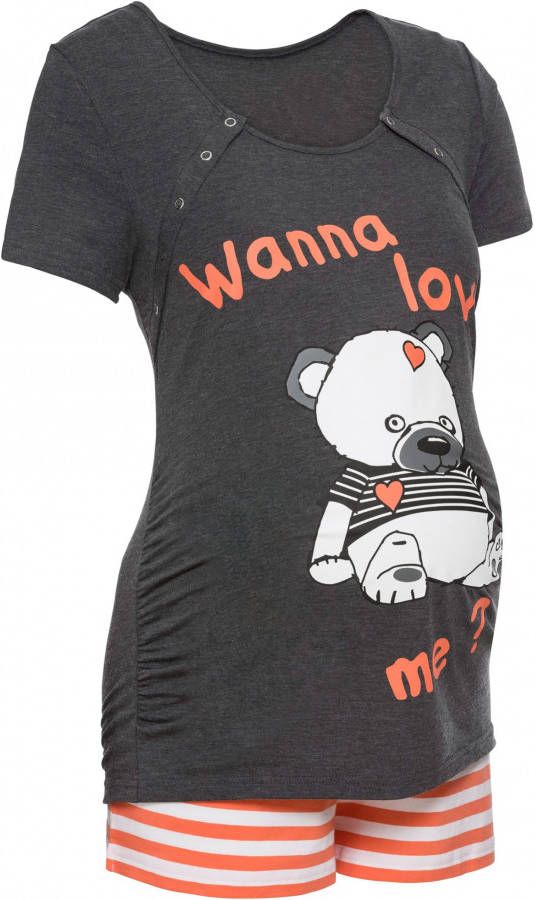 bpc bonprix collection Nice Size Voedingsshortama (2-dlg. set), antraciet gemêleerd met print