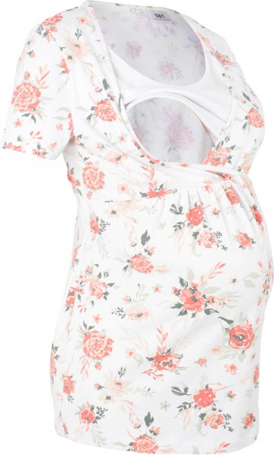 bpc bonprix collection Zwangerschapsshirt / voedingsshirt, wit gebloemd