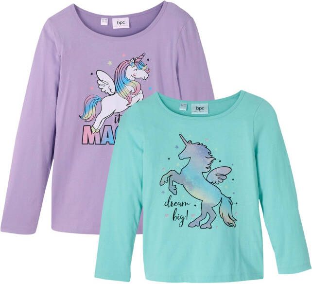 bonprix Meisjes longsleeve(set van 2)van biologisch katoen