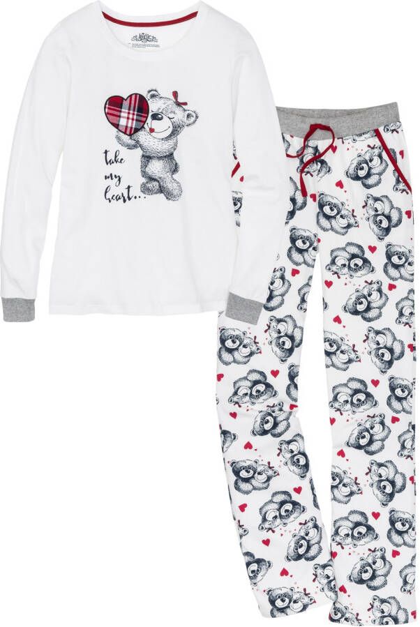 bonprix Pyjama met flanellen applicatie(2 dlg. )