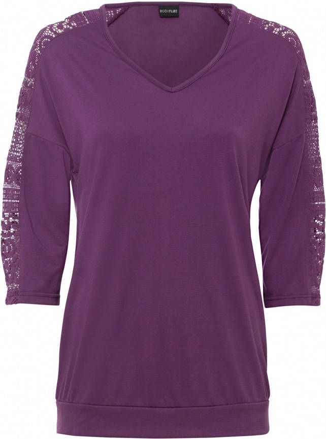 bonprix Shirt met kant en 3/4 mouwen