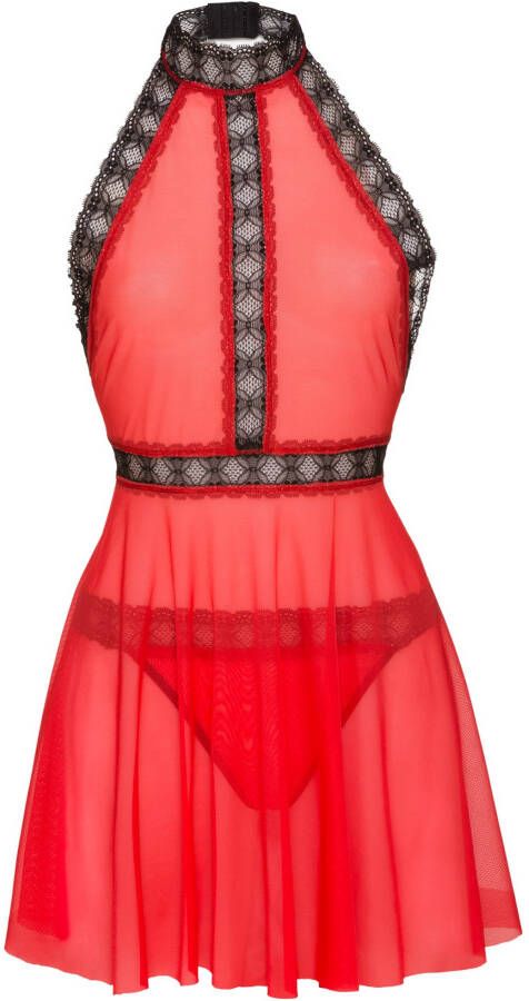 VENUS Slipdress en string (2-dlg. set), rood/zwart