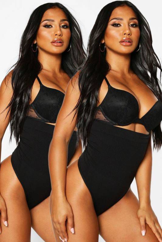 boohoo Corrigerende String Met Hoge Taille(2 Stuks ), Zwart
