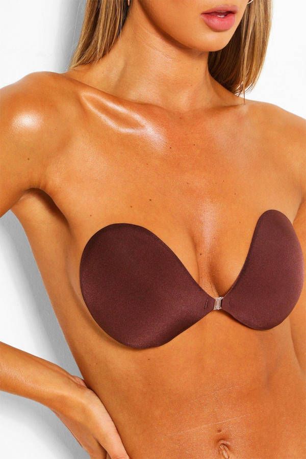 boohoo Plak Beha Met Strik, Kastanjebruin