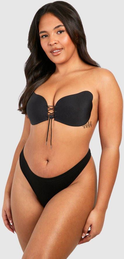 boohoo Plus Niet Zichtbare Bh Met Veters, Black